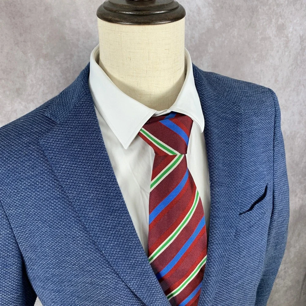 Etro Milano Necktie Men Red Striped Business Modern Formal Silk Italy Made NEW